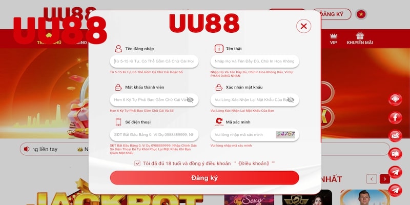 Hệ thống thông tin cần chia sẻ khi đăng ký UU88